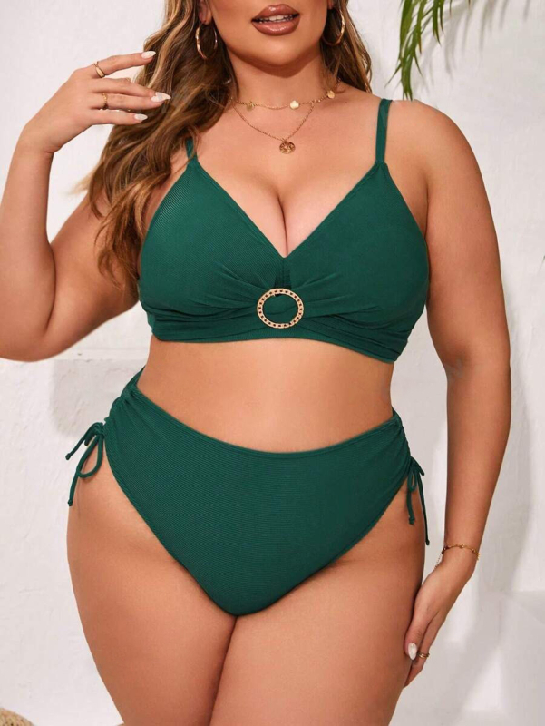 Dvije dijelni bikini s umetkom za prsa, jednobojni uzorak, poliester tkanina, bez rukava, kroj slip