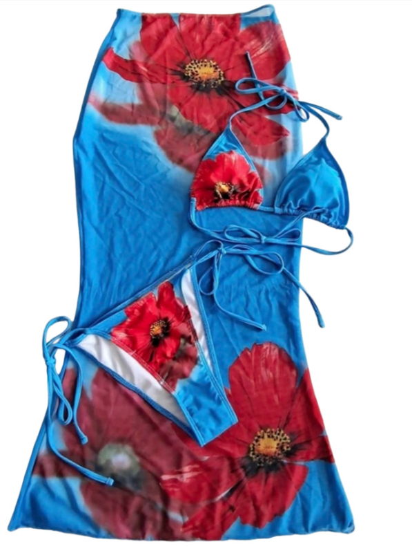 Trojodjelni bikini set s potpisom, seksi, svježi i chic stil; jastučići u košarici, bez čelične potpore; materijal: 82% poliester, 18% elastan; podstava elastan 18%