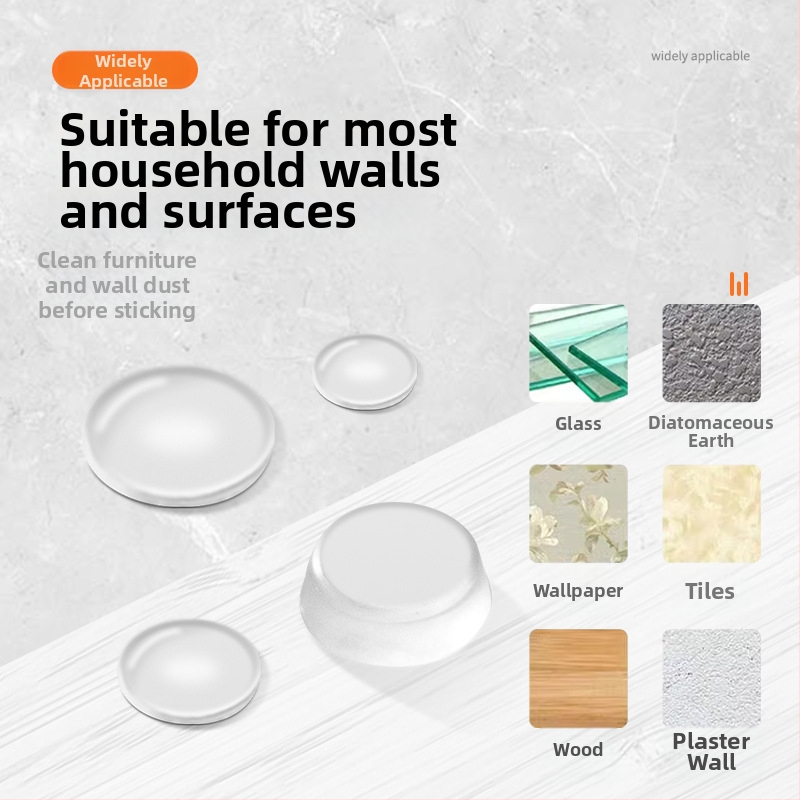 Samolepiaca polguľová podložka na dvierka skrinky – priehľadný PU, protišmyková, proti kolíziám, tichý nábytok (Guľová, PU, Transparentná, Samolepiaca, Protišmyková/Proti kolíziám)