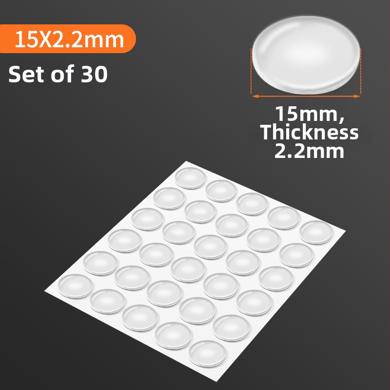 Samolepiaca polguľová podložka na dvierka skrinky – priehľadný PU, protišmyková, proti kolíziám, tichý nábytok (Guľová, PU, Transparentná, Samolepiaca, Protišmyková/Proti kolíziám)