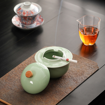 Scrumieră ceramică cu capac, siglă imprimată, pentru uz casnic și birou, ambalaj de 100 bucăți