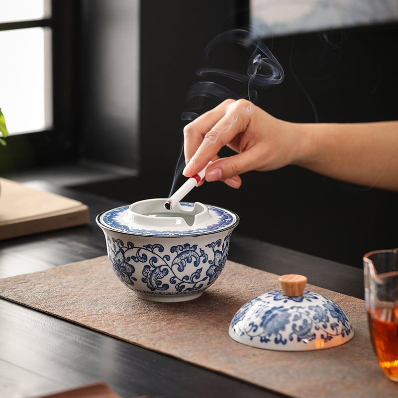 Scrumieră ceramică cu capac, siglă imprimată, pentru uz casnic și birou, ambalaj de 100 bucăți