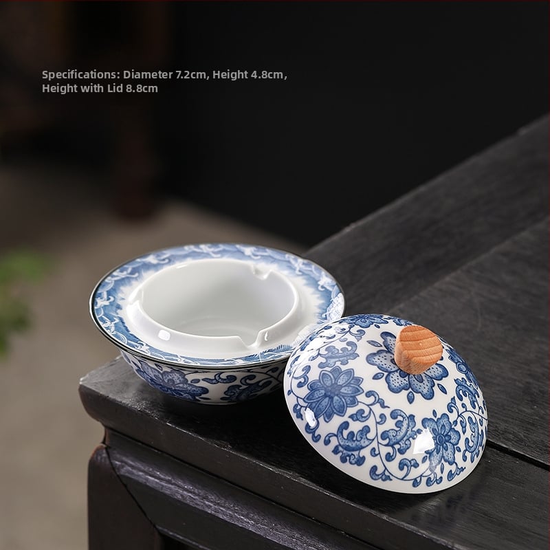 Scrumieră ceramică cu capac, siglă imprimată, pentru uz casnic și birou, ambalaj de 100 bucăți