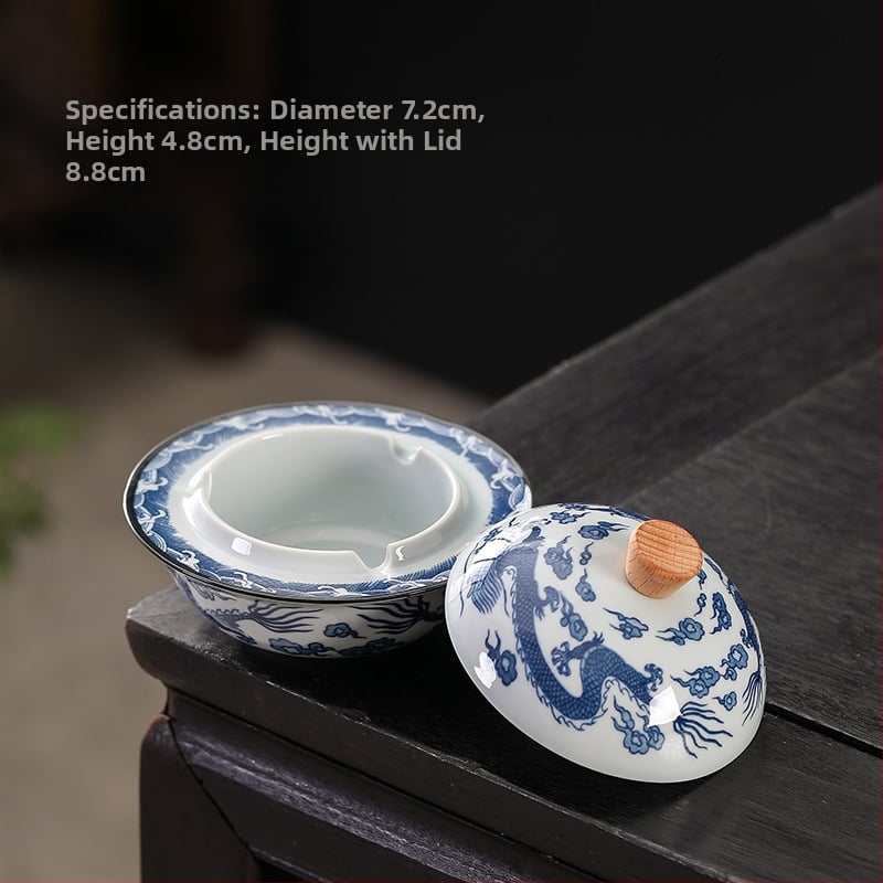 Scrumieră ceramică cu capac, siglă imprimată, pentru uz casnic și birou, ambalaj de 100 bucăți