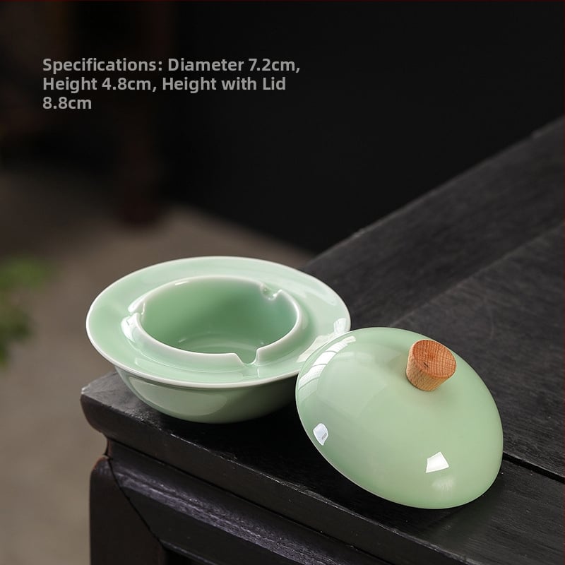 Scrumieră ceramică cu capac, siglă imprimată, pentru uz casnic și birou, ambalaj de 100 bucăți