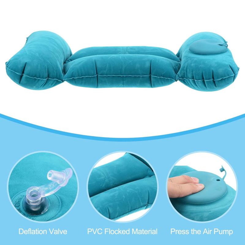 Naduvani H-oblik podrške za donji dio leđa, PVC flocking/TPU, model ZJM-YK063, 93 g, prenosivi putni jastuk