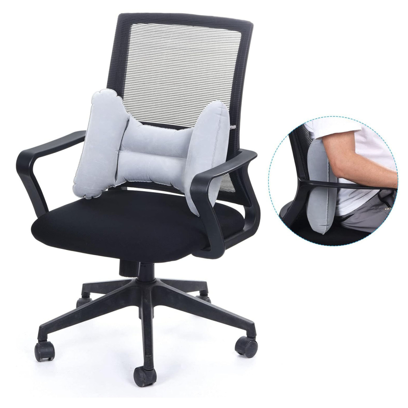 Naduvani H-oblik podrške za donji dio leđa, PVC flocking/TPU, model ZJM-YK063, 93 g, prenosivi putni jastuk
