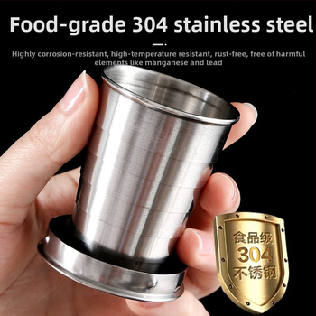 Cupe pliabile din oțel inoxidabil pentru clătirea gurii și periuța de dinți, portabil, telescopic (Material: oțel inoxidabil; Stil: Casual; Portabil; Telescopic; Pliabil)