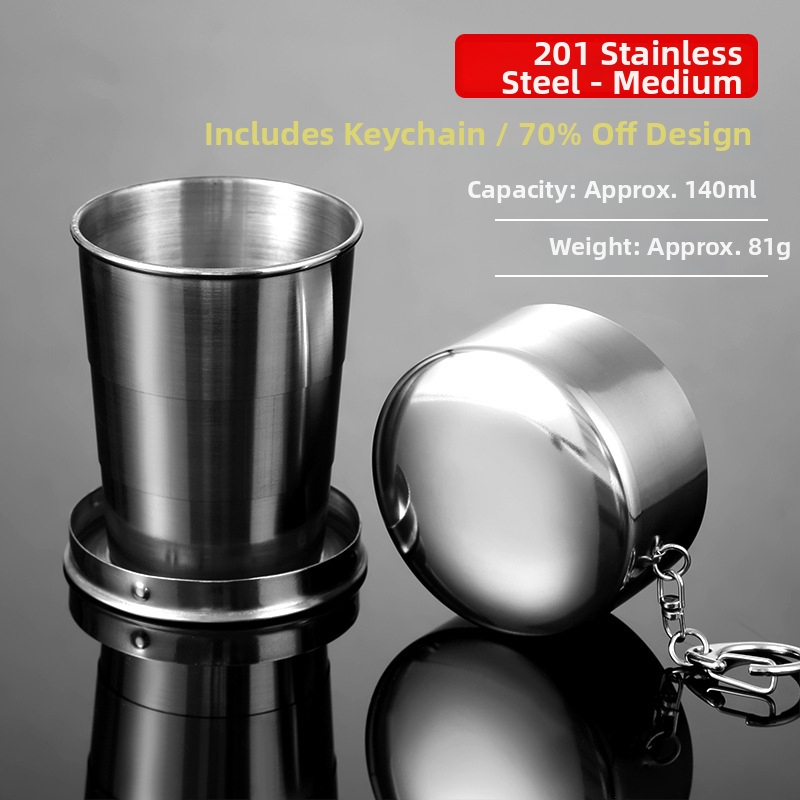 Cupe pliabile din oțel inoxidabil pentru clătirea gurii și periuța de dinți, portabil, telescopic (Material: oțel inoxidabil; Stil: Casual; Portabil; Telescopic; Pliabil)