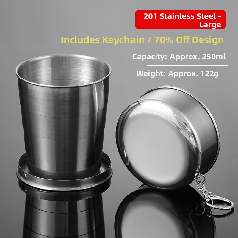 Cupe pliabile din oțel inoxidabil pentru clătirea gurii și periuța de dinți, portabil, telescopic (Material: oțel inoxidabil; Stil: Casual; Portabil; Telescopic; Pliabil)