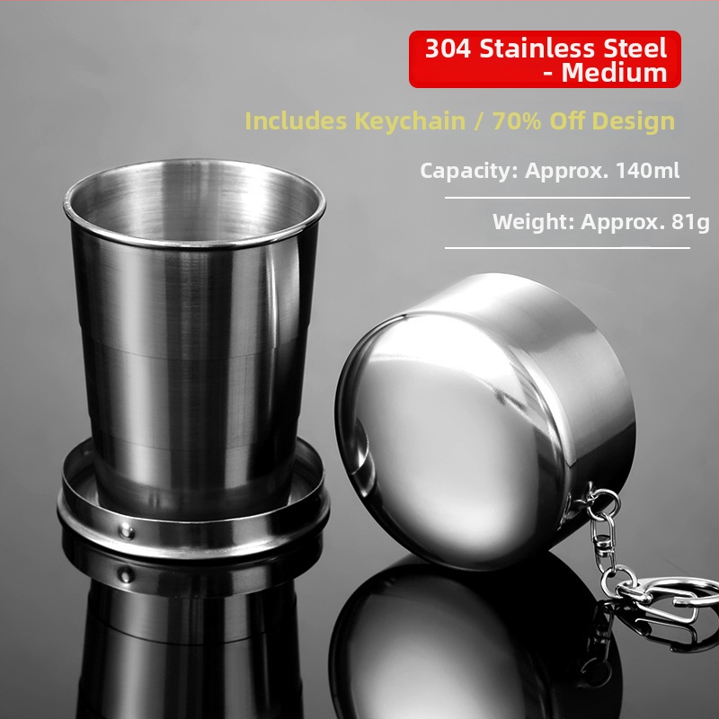 Cupe pliabile din oțel inoxidabil pentru clătirea gurii și periuța de dinți, portabil, telescopic (Material: oțel inoxidabil; Stil: Casual; Portabil; Telescopic; Pliabil)