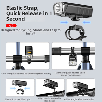 Kerékpár LED első lámpa, újratölthető ABS ház, 100-200 m fénysugár, éjszakai tekeréshez és kempingezéshez — Divine Fish