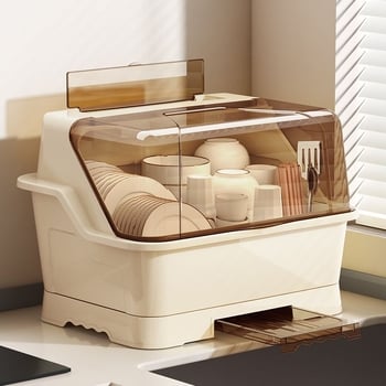 Műanyag edényállvány lefolyóval a konyhához