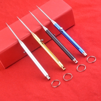 Метална телескопична клечка за зъби с пружинен механизъм, повторно използваема, кутия с 300 бр.