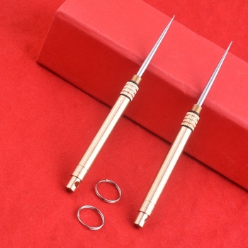 Метална телескопична клечка за зъби с пружинен механизъм, повторно използваема, кутия с 300 бр.