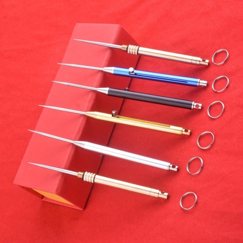 Метална телескопична клечка за зъби с пружинен механизъм, повторно използваема, кутия с 300 бр.