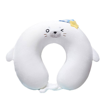 Μάξιλάρι αυχένα σε σχήμα U με αφρό μνήμης, φορητό για ταξίδια, στυλ καρτούν, ελαστικό υπερμαλακό κάλυμμα