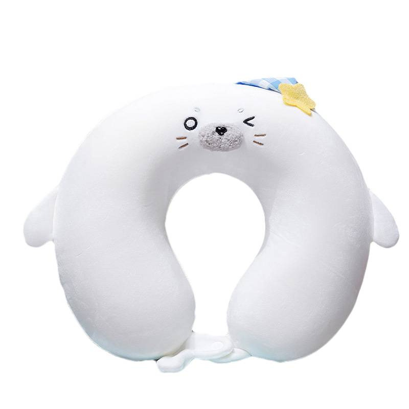 Μάξιλάρι αυχένα σε σχήμα U με αφρό μνήμης, φορητό για ταξίδια, στυλ καρτούν, ελαστικό υπερμαλακό κάλυμμα