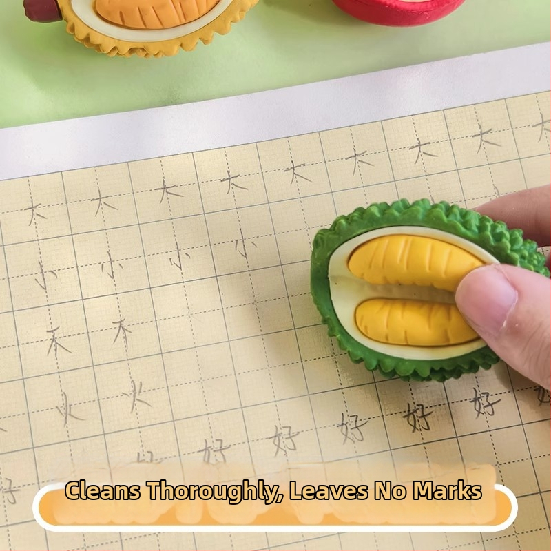 3D ovocná guma – tvar durianu a banánu, kreslený štýl pre deti, PVC, model 5485