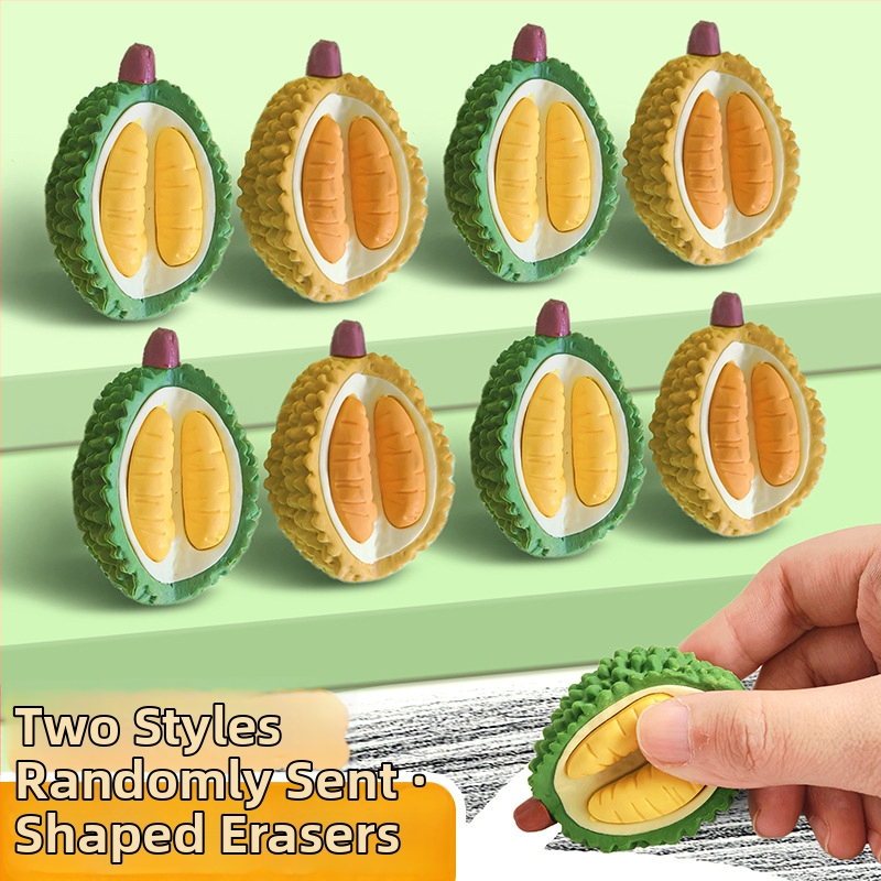 3D ovocná guma – tvar durianu a banánu, kreslený štýl pre deti, PVC, model 5485