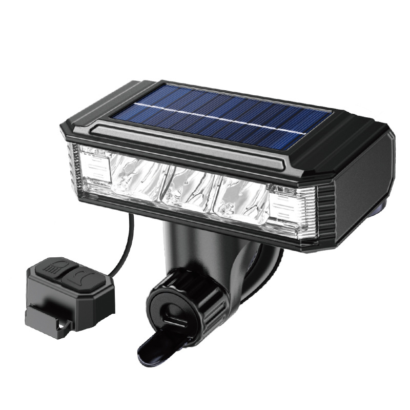 Far frontal solar pentru bicicletă, horn puternic pentru avertizare la plimbări în aer liber pe timp de noapte (încărcare USB-C, baterie 4000mAh, montaj prin suspensie)