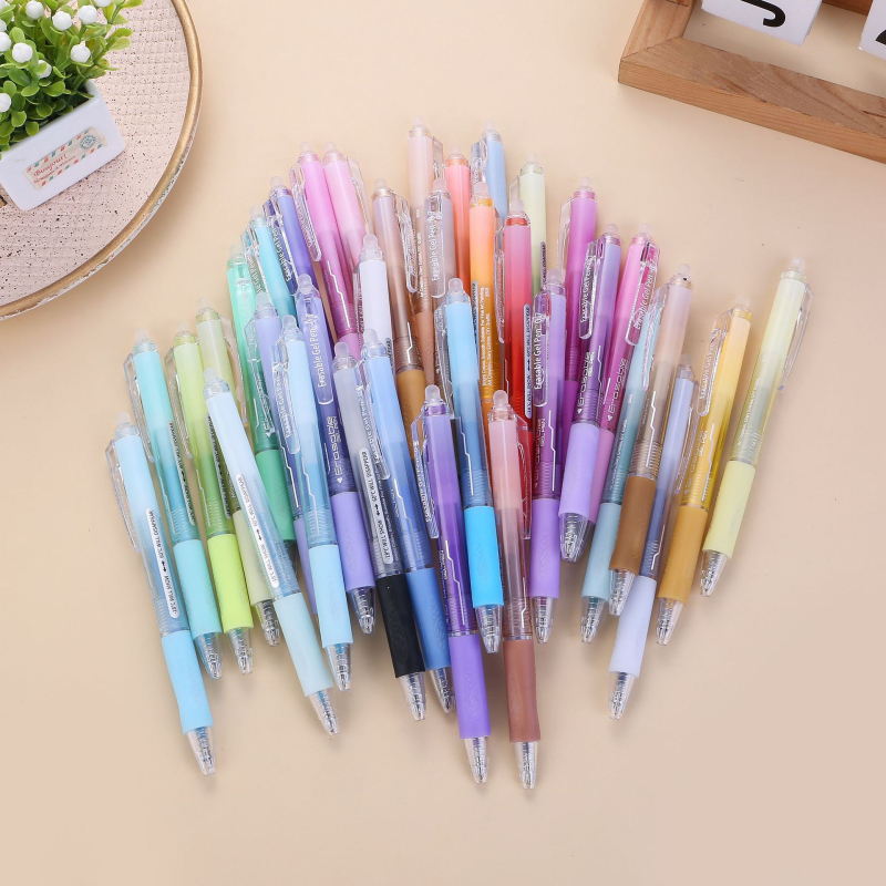 Σετ Διαγραψίμων Στυλό Γέλης — Κλείσιμο με Πάτημα, Μύτη Τύπου Σφαίρας, Άκρη από Ανοξείδωτο Ατσάλι, Συσκευασία σε Κουτί