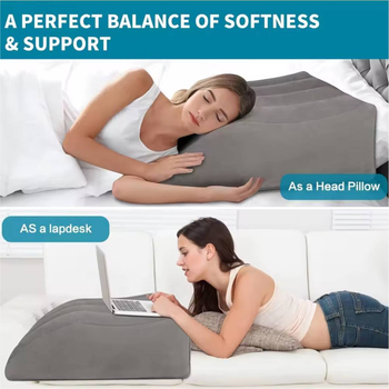 Perne gonflabile pentru ridicarea picioarelor, relaxarea genunchilor și combaterea oboselii – pernă trapezoidală pentru picioare, PVC cu acoperire catifelată, personalizabilă