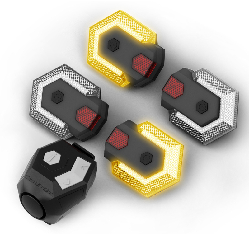 Lumini de semnalizare pentru bicicletă și vehicul electric cu claxon — patru LED-uri, design împărțit, control wireless, baterie 600mAh, instalare fără cabluri