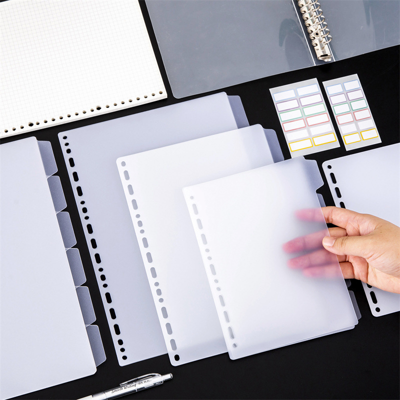 Jay 5S-4155 Пластмасов матово-прозрачен разделител за тетрадка с универсално дупково отвори за рефили – страница класификация каталог