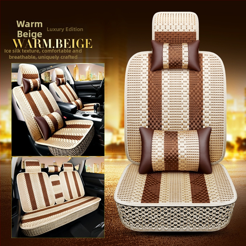 Κάλυμμα καθίσματος αυτοκινήτου για μπροστινά καθίσματα, καλοκαιρινή δροσιά Ice Silk, αναπνεύσιμο, γέμισμα βαμβάκι, επιφάνεια πολυεστέρα