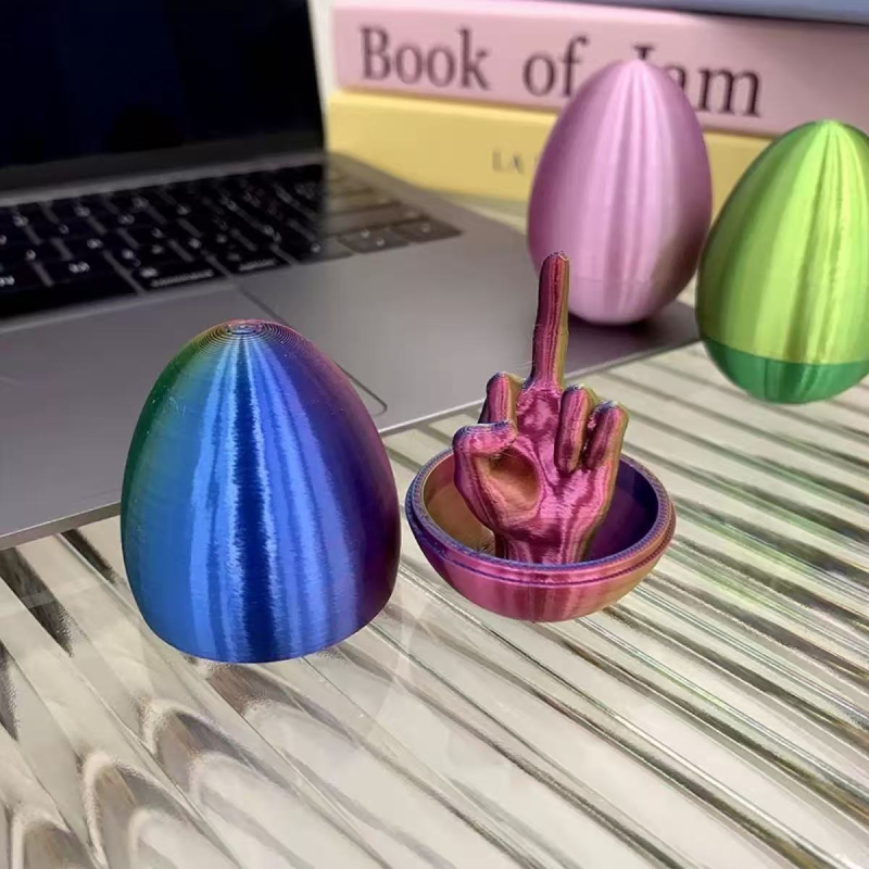 3D ispisani uskrsni ukras: jaje sa srednjim prstom, PLA, moderni minimalistički stil, model-igračka
