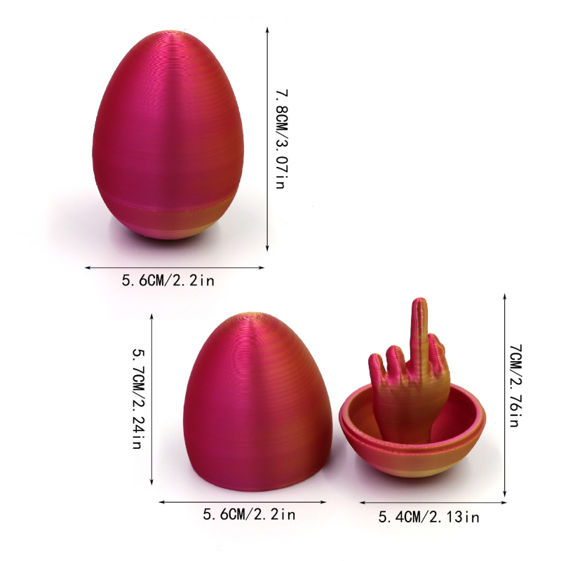 3D ispisani uskrsni ukras: jaje sa srednjim prstom, PLA, moderni minimalistički stil, model-igračka