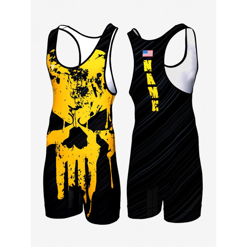 Цялостен борцов костюм с термопринт за фитнес, за мъже и жени, полиестер 96% с подплата 95%, шарки: райета, едноцветен, камуфлаж