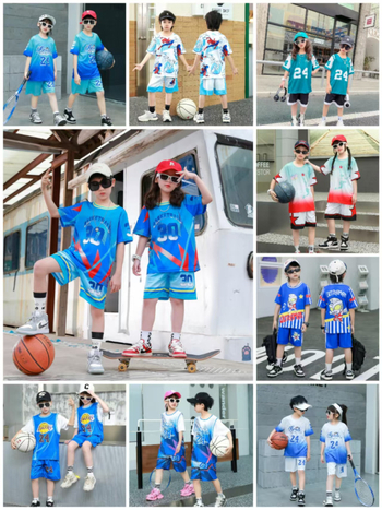 Gyerek kosárlabda egyenruhája, uniszex, 24-darabos készlet, poliészter anyag, nyár–tavasz–őszre, futáshoz és labdajátékokhoz