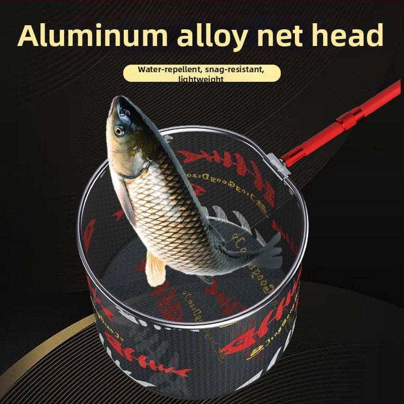 Rybárska sieťová hlava z hliníkovej zliatiny, priemer otvoru siete 35 mm, hĺbka siete 26 cm, jemné očká siete, nezmršťuje sa