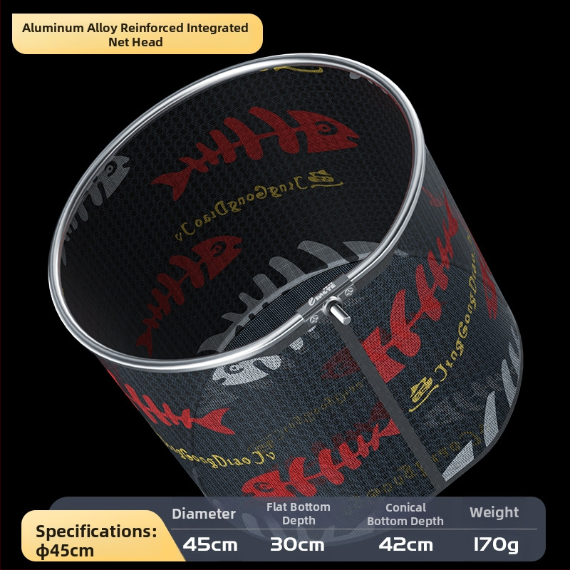 Rybárska sieťová hlava z hliníkovej zliatiny, priemer otvoru siete 35 mm, hĺbka siete 26 cm, jemné očká siete, nezmršťuje sa