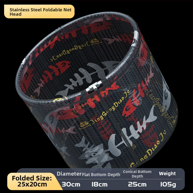 Rybárska sieťová hlava z hliníkovej zliatiny, priemer otvoru siete 35 mm, hĺbka siete 26 cm, jemné očká siete, nezmršťuje sa