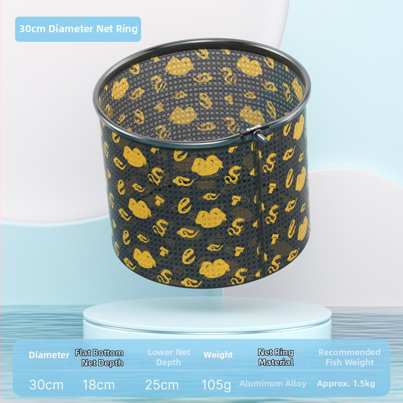 Rybárska sieťová hlava z hliníkovej zliatiny, priemer otvoru siete 35 mm, hĺbka siete 26 cm, jemné očká siete, nezmršťuje sa