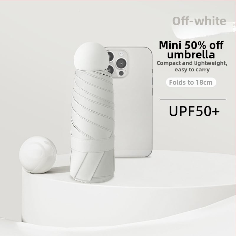 Ομπρέλα κάψουλα με UPF50+ προστασία UV, ύφασμα 190T Impact, αλουμινένιος σκελετός και λαβή, 6 ραβδιά, χειροκίνητο άνοιγμα/κλείσιμο