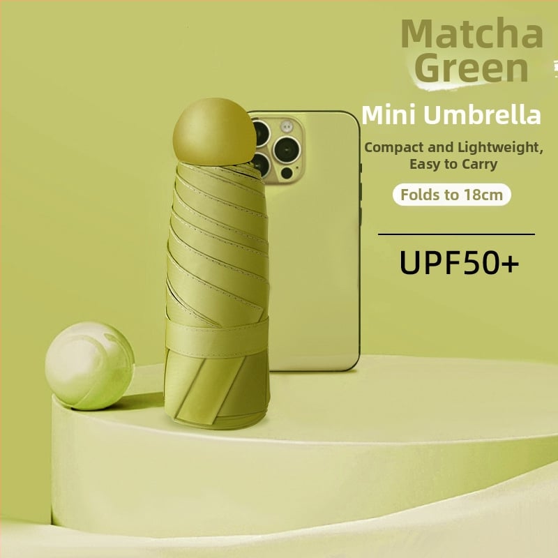 Ομπρέλα κάψουλα με UPF50+ προστασία UV, ύφασμα 190T Impact, αλουμινένιος σκελετός και λαβή, 6 ραβδιά, χειροκίνητο άνοιγμα/κλείσιμο