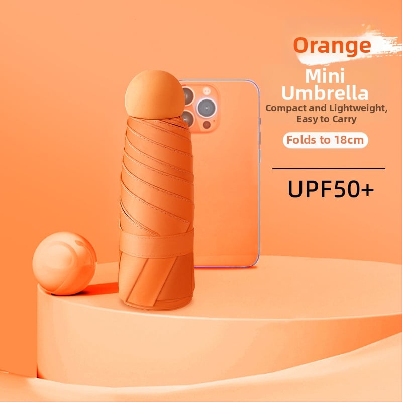 Ομπρέλα κάψουλα με UPF50+ προστασία UV, ύφασμα 190T Impact, αλουμινένιος σκελετός και λαβή, 6 ραβδιά, χειροκίνητο άνοιγμα/κλείσιμο