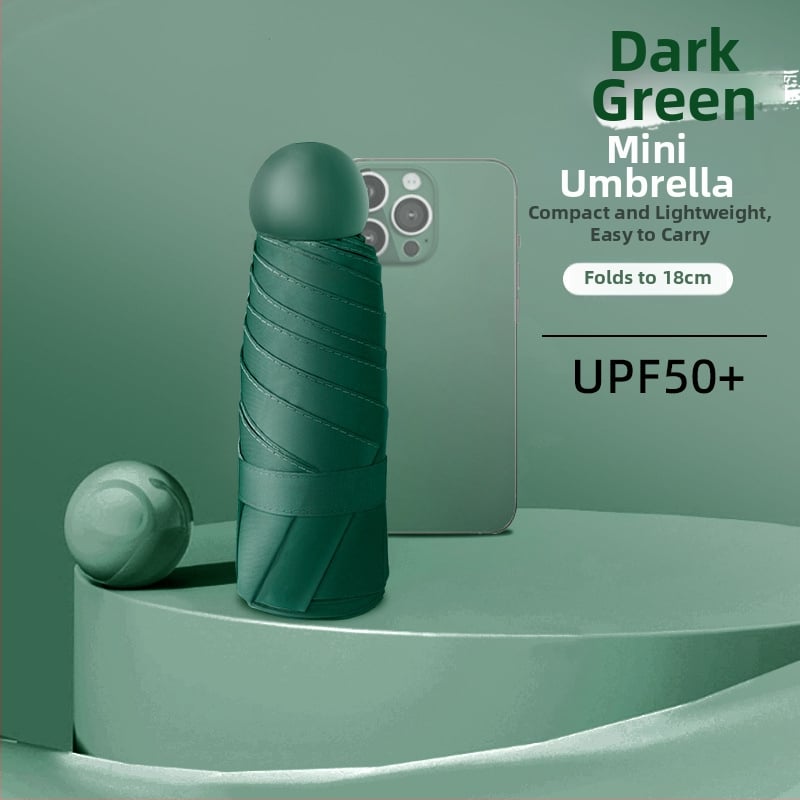 Ομπρέλα κάψουλα με UPF50+ προστασία UV, ύφασμα 190T Impact, αλουμινένιος σκελετός και λαβή, 6 ραβδιά, χειροκίνητο άνοιγμα/κλείσιμο