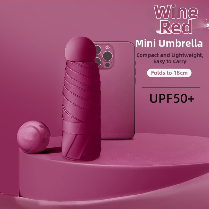 Ομπρέλα κάψουλα με UPF50+ προστασία UV, ύφασμα 190T Impact, αλουμινένιος σκελετός και λαβή, 6 ραβδιά, χειροκίνητο άνοιγμα/κλείσιμο