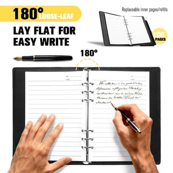 Jurnal de afaceri cu copertă din piele autentică, legare fără arc, Dowling hârtie 80 g/m², 1–50 pagini, stil de birou