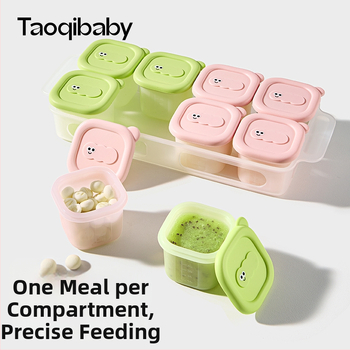 Taoqibaby Κουτί Αποθήκευσης Βρεφικής Διατροφής με Σιλικόνη και Μορφή, 8 τεμάχια, Θήκες Καταψύξης, για πουρέ κρέατος