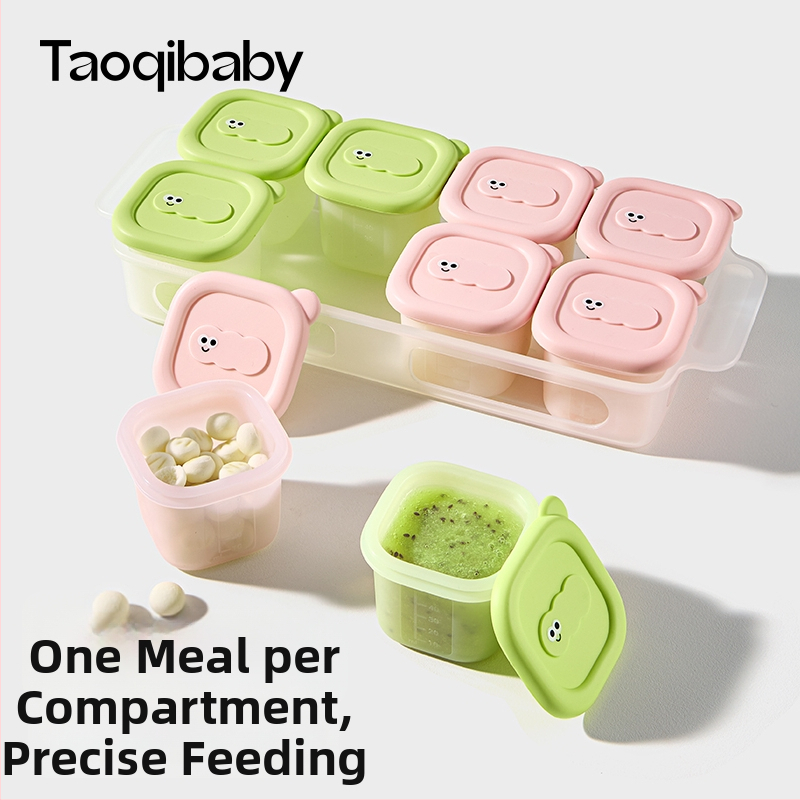 Taoqibaby Κουτί Αποθήκευσης Βρεφικής Διατροφής με Σιλικόνη και Μορφή, 8 τεμάχια, Θήκες Καταψύξης, για πουρέ κρέατος