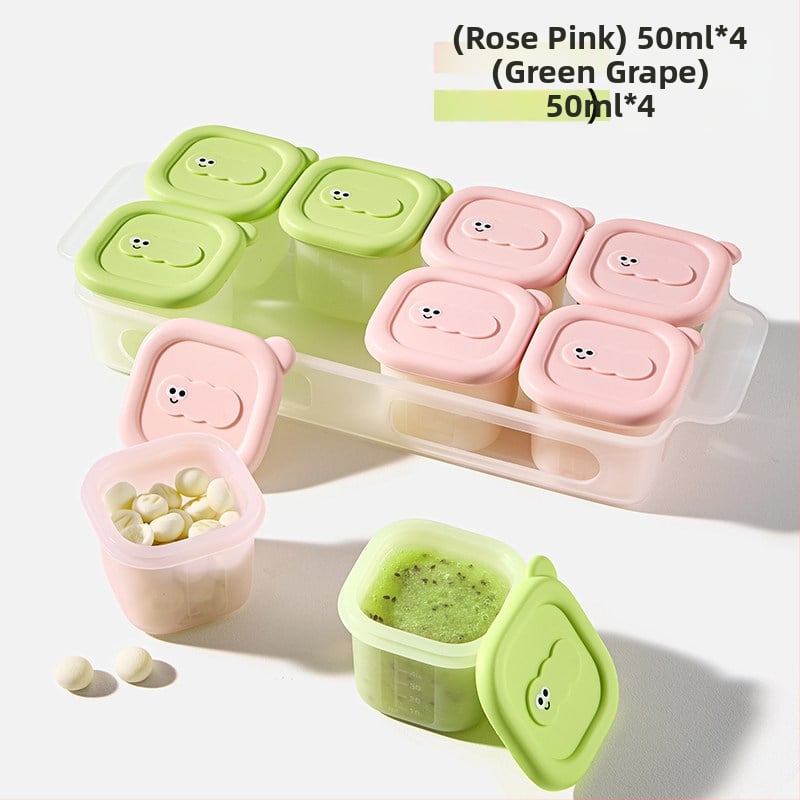 Taoqibaby Κουτί Αποθήκευσης Βρεφικής Διατροφής με Σιλικόνη και Μορφή, 8 τεμάχια, Θήκες Καταψύξης, για πουρέ κρέατος