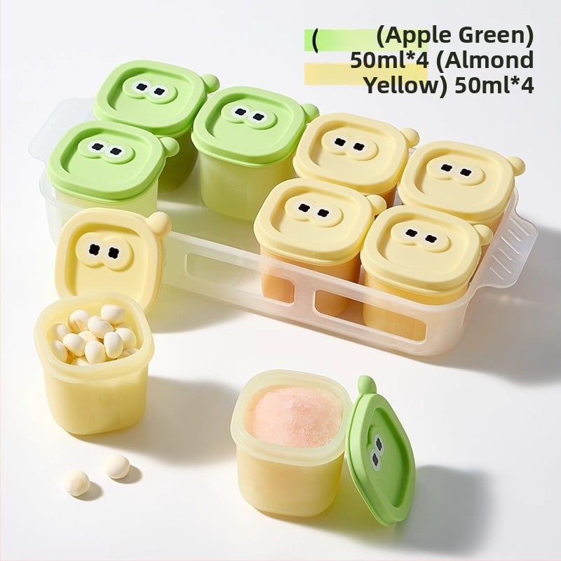 Taoqibaby Κουτί Αποθήκευσης Βρεφικής Διατροφής με Σιλικόνη και Μορφή, 8 τεμάχια, Θήκες Καταψύξης, για πουρέ κρέατος