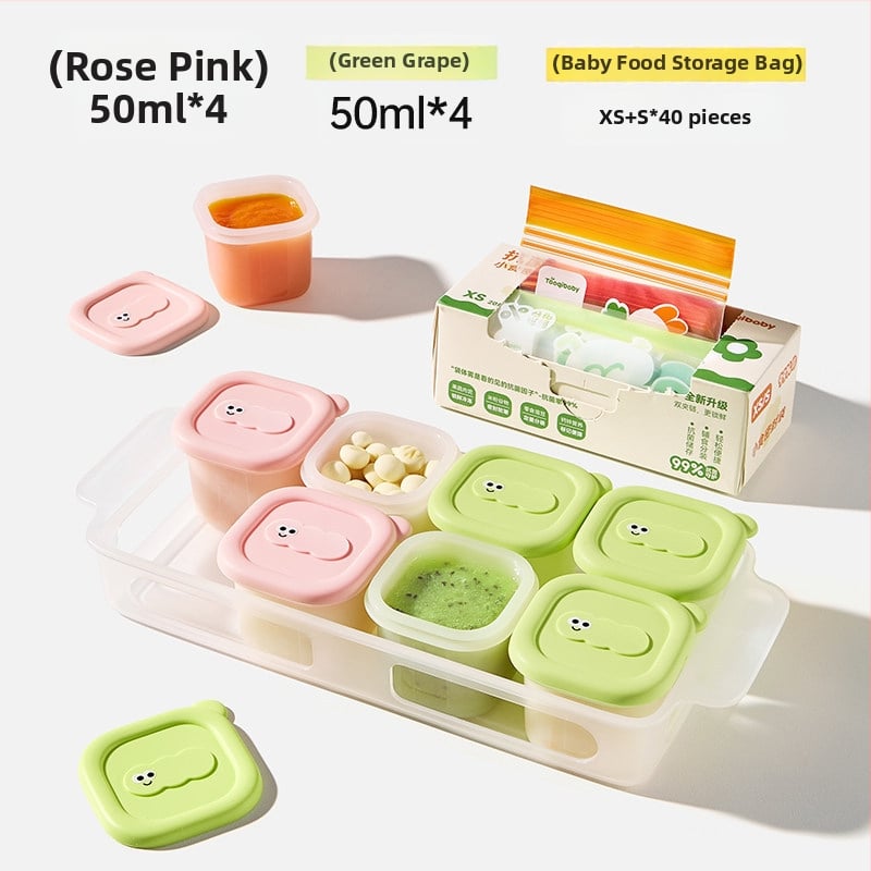 Taoqibaby Κουτί Αποθήκευσης Βρεφικής Διατροφής με Σιλικόνη και Μορφή, 8 τεμάχια, Θήκες Καταψύξης, για πουρέ κρέατος