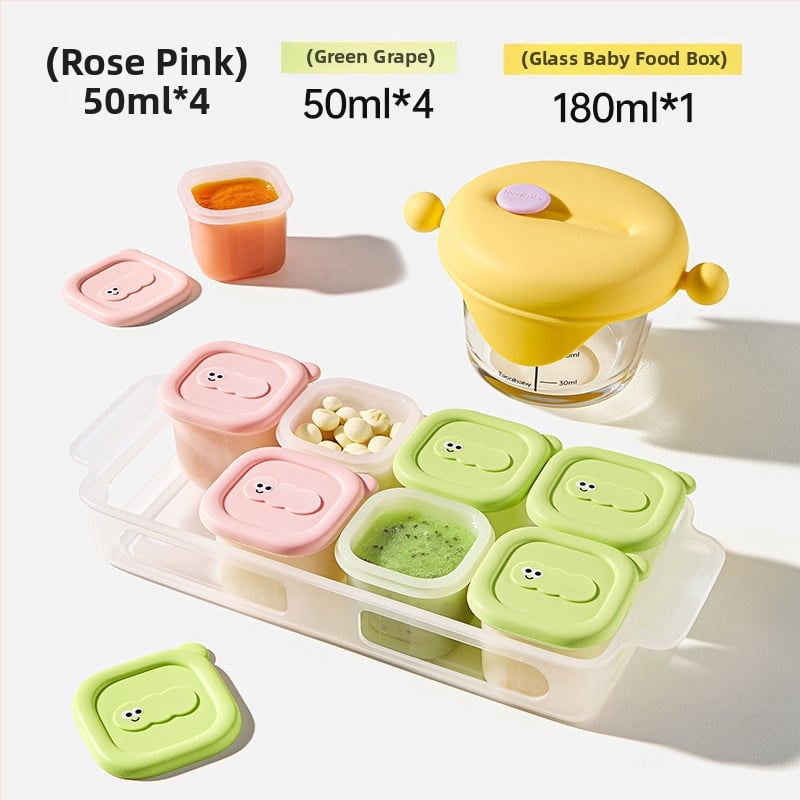 Taoqibaby Κουτί Αποθήκευσης Βρεφικής Διατροφής με Σιλικόνη και Μορφή, 8 τεμάχια, Θήκες Καταψύξης, για πουρέ κρέατος